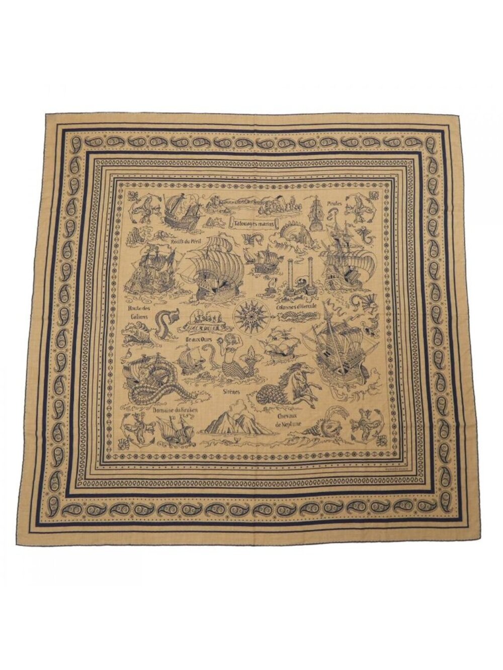 Hermes Tatouages Marins Bandana Carre Geant 140 Shawl Scarf